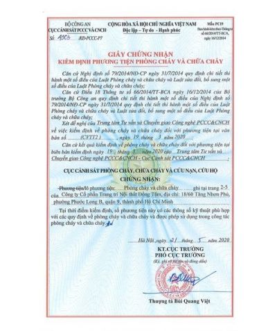 Kiểm định của cục PCCC & CNCH